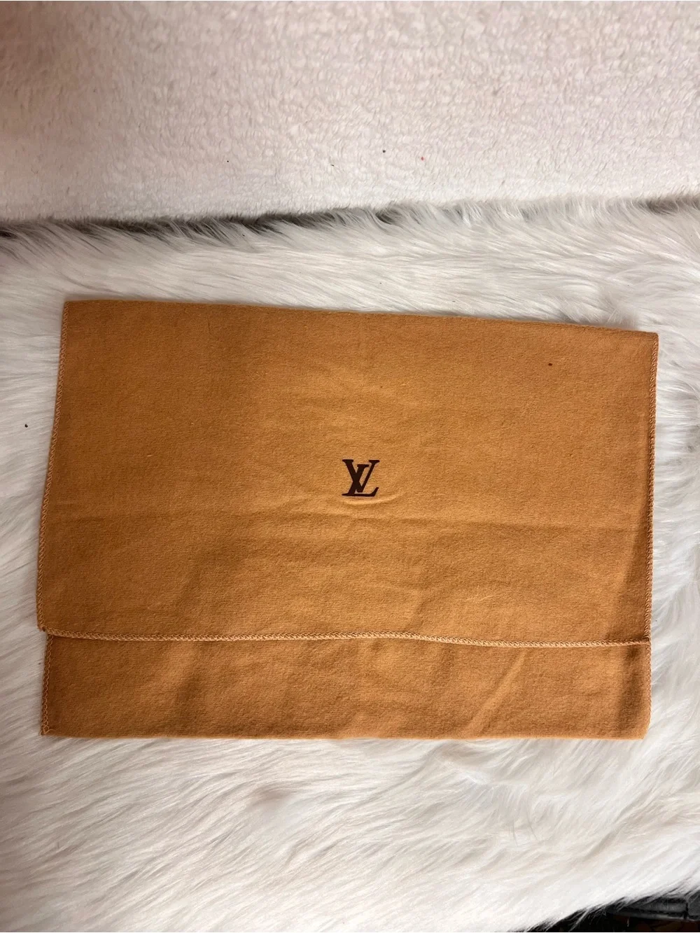 Louis Vuitton Tan Felt dust bag with Center LV Monogram